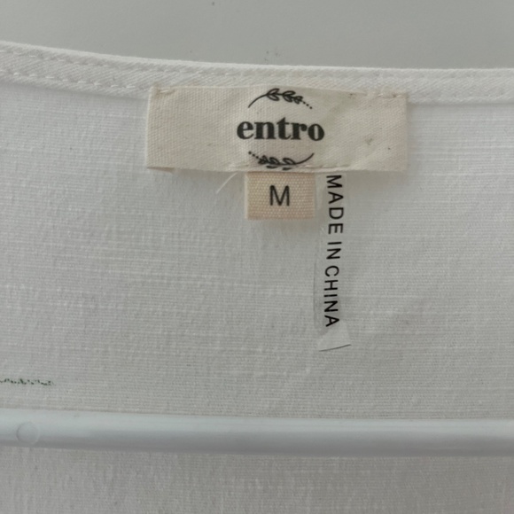 NWOT Entro White Flowy Cotton Dress - Picture 4 of 9